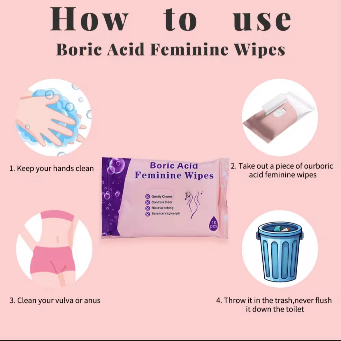 Boric Acid Feminine Wipes