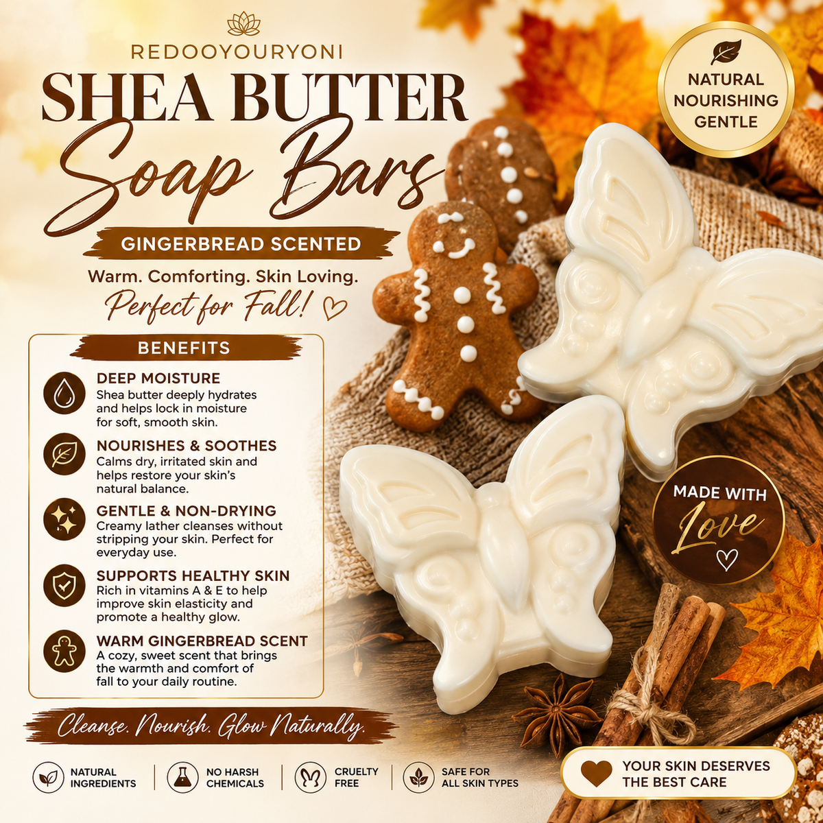 Gingerbread Scented butterfly soap bar